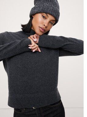 Banana Republic Sz S Cashmere Mock-neck woman Grey Pullover Sweater $190